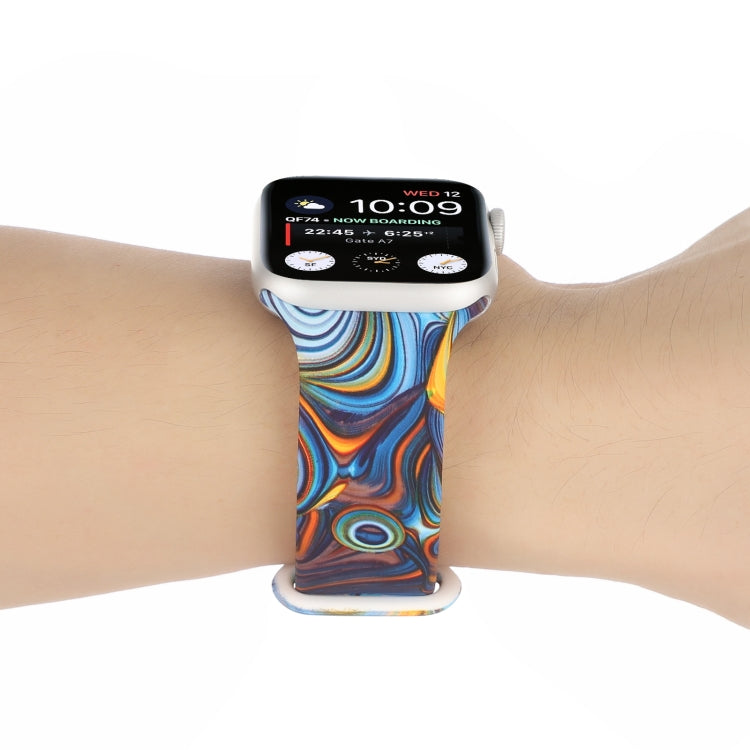 8-buckle Printed Strap Watch Band For Apple Watch Ultra 49mm&Watch Ultra 2 49mm / Series 9&8&7 45mm / SE 3&SE 2&6&SE&5&4 44mm / 3&2&1 42mm(Blue) by bashfashion