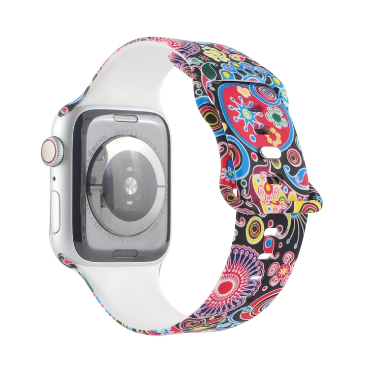 8-buckle Printed Strap Watch Band For Apple Watch Ultra 49mm&Watch Ultra 2 49mm / Series 9&8&7 45mm / SE 3&SE 2&6&SE&5&4 44mm / 3&2&1 42mm(Folk-custom) by bashfashion