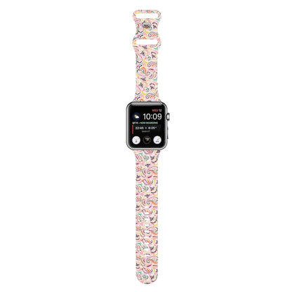 8-buckle Printed Strap Watch Band For Apple Watch Ultra 49mm&Watch Ultra 2 49mm / Series 9&8&7 45mm / SE 3&SE 2&6&SE&5&4 44mm / 3&2&1 42mm(Pink) by bashfashion