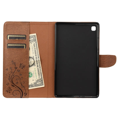 For Samsung Galaxy Tab A7 Lite / T220 Butterfly Flower Embossing Pattern Horizontal Flip Leather Case with Holder & Card Slots & Wallet(Brown) by bashfashion