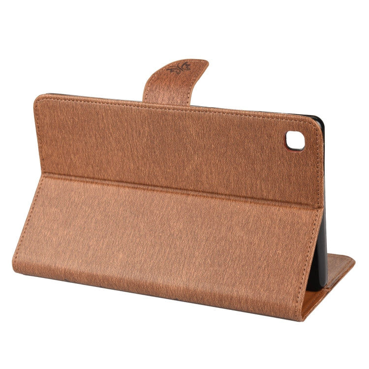 For Samsung Galaxy Tab A7 Lite / T220 Butterfly Flower Embossing Pattern Horizontal Flip Leather Case with Holder & Card Slots & Wallet(Brown) by bashfashion