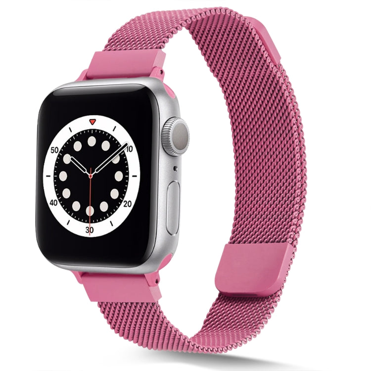 Small Waist Dual Section Milan Watch Band For Apple Watch Ultra 49mm&Watch Ultra 2 49mm / Series 9&8&7 45mm / SE 3&SE 2&6&SE&5&4 44mm / 3&2&1 42mm(Rose Red) by bashfashion