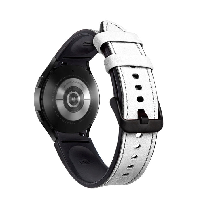 For Samsung Galaxy Watch4 Silicone + Leather Black Buckle Watch Band(White) by bashfashion