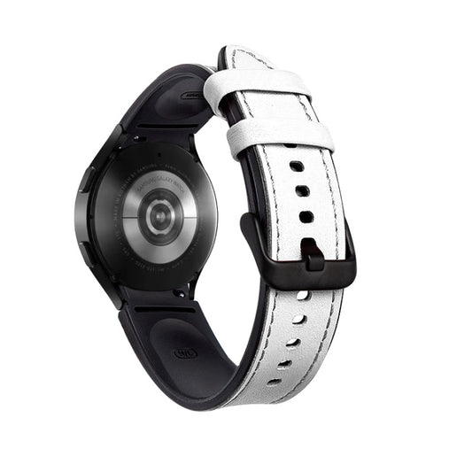For Samsung Galaxy Watch4 Silicone + Leather Black Buckle Watch Band(White) by bashfashion