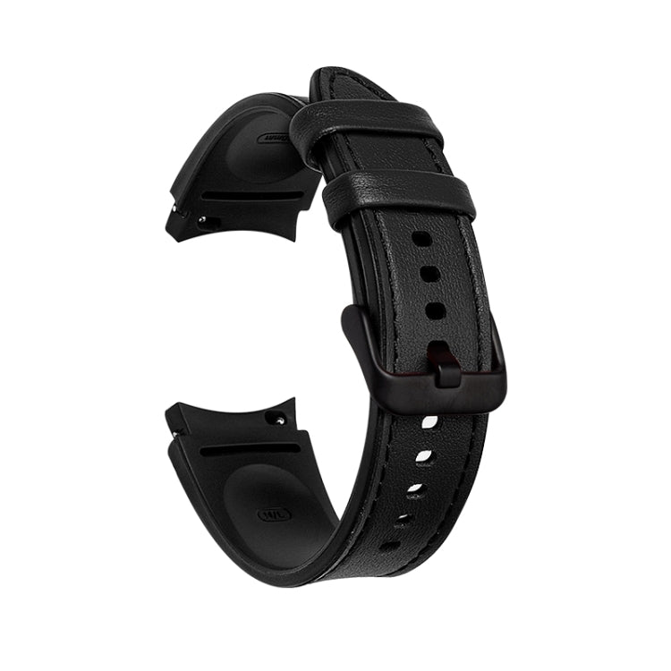 For Samsung Galaxy Watch4 Silicone + Leather Black Buckle Watch Band(Black) by bashfashion