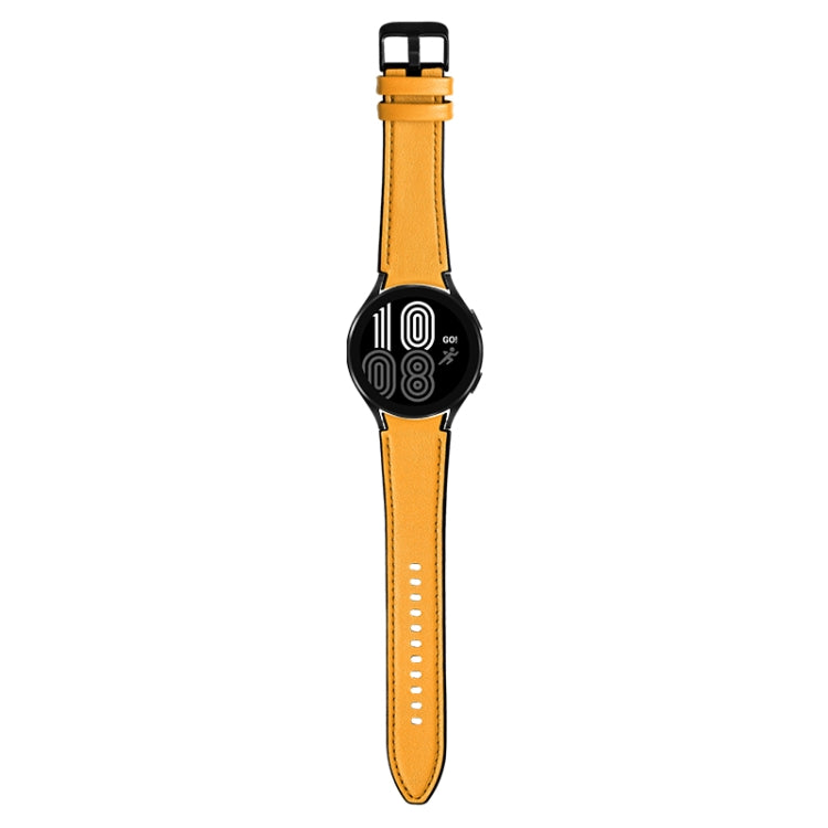 For Samsung Galaxy Watch4 Silicone + Leather Black Buckle Watch Band(Yellow) by bashfashion