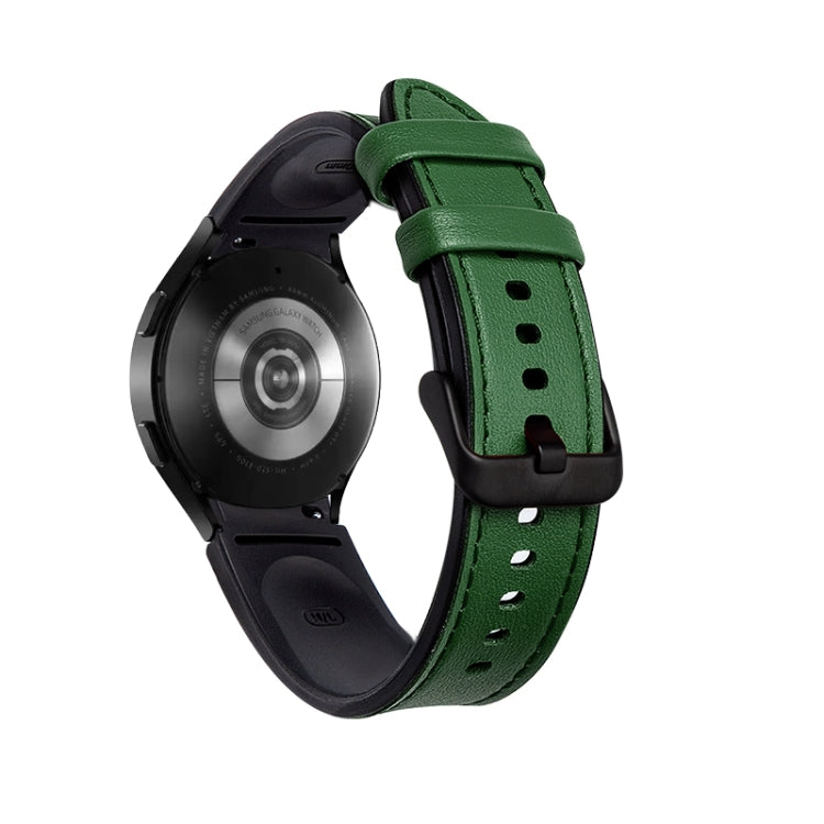 For Samsung Galaxy Watch4 Silicone + Leather Black Buckle Watch Band(Green) by bashfashion