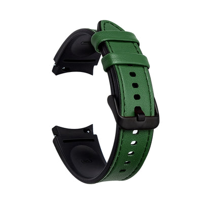 For Samsung Galaxy Watch4 Silicone + Leather Black Buckle Watch Band(Green) by bashfashion