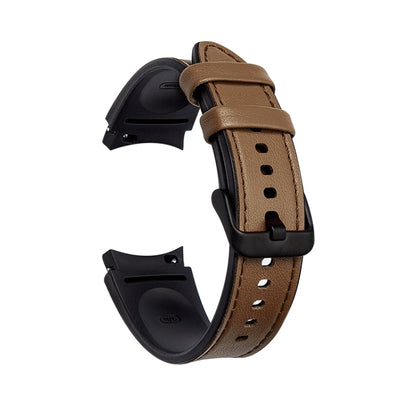 For Samsung Galaxy Watch4 Silicone + Leather Black Buckle Watch Band(Brown) by bashfashion