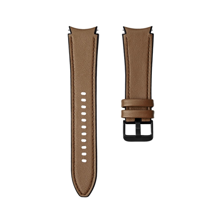 For Samsung Galaxy Watch4 Silicone + Leather Black Buckle Watch Band(Brown) by bashfashion