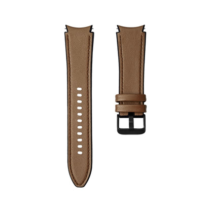 For Samsung Galaxy Watch4 Silicone + Leather Black Buckle Watch Band(Brown) by bashfashion