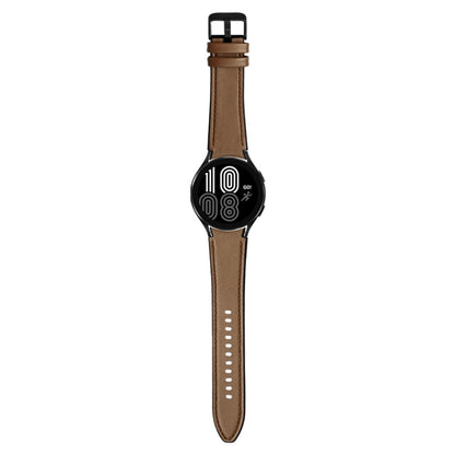 For Samsung Galaxy Watch4 Silicone + Leather Black Buckle Watch Band(Brown) by bashfashion