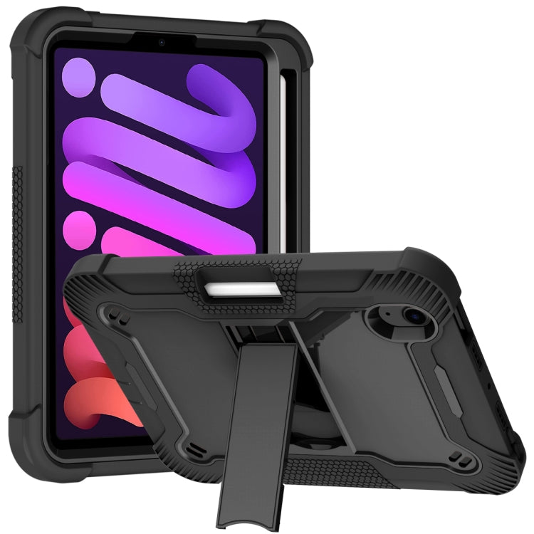 For iPad mini 2024 / mini 6 Silicone + PC Shockproof Protective Tablet Case with Holder(Black) by bashfashion