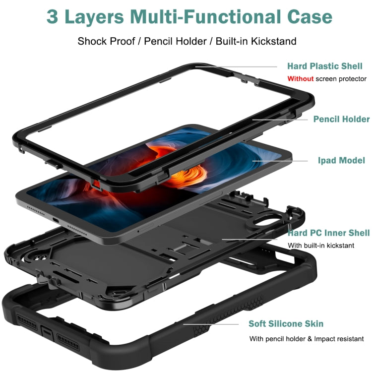 For iPad mini 2024 / mini 6 Silicone + PC Shockproof Protective Tablet Case with Holder(Black) by bashfashion