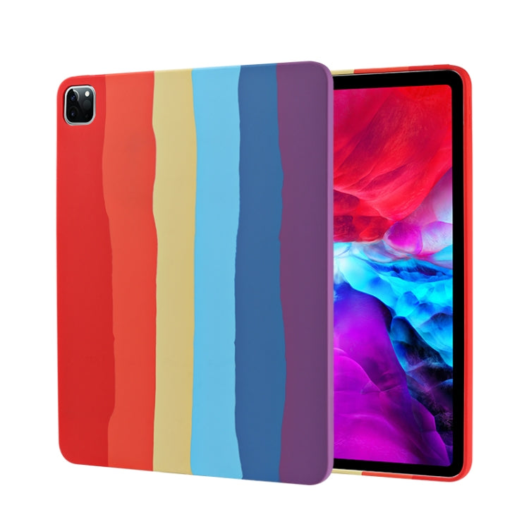 For iPad Pro 12.9 inch 2020 Rainbow Liquid Silicone + PC Shockproof Protective Tablet Case by bashfashion