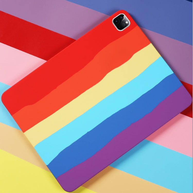 For iPad Pro 12.9 inch 2020 Rainbow Liquid Silicone + PC Shockproof Protective Tablet Case by bashfashion
