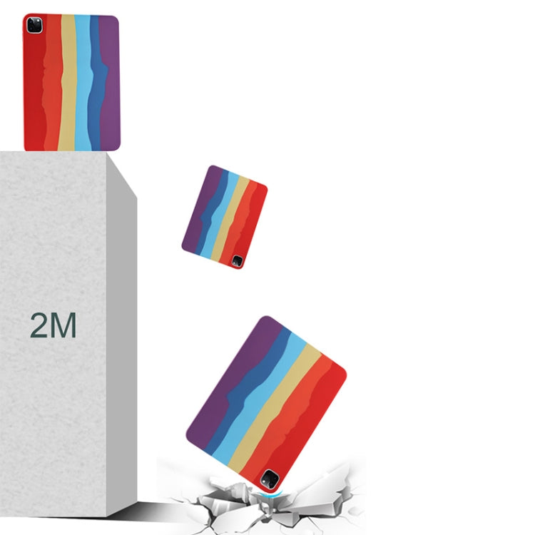For iPad Pro 12.9 inch 2020 Rainbow Liquid Silicone + PC Shockproof Protective Tablet Case by bashfashion
