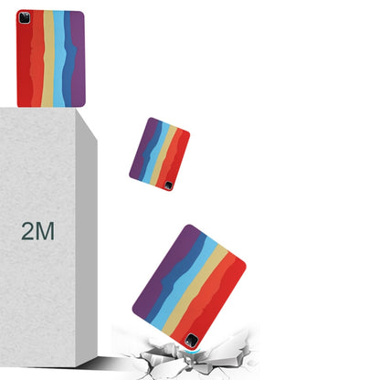 For iPad Pro 12.9 inch 2020 Rainbow Liquid Silicone + PC Shockproof Protective Tablet Case by bashfashion