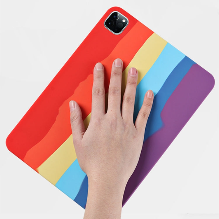 For iPad Pro 12.9 inch 2020 Rainbow Liquid Silicone + PC Shockproof Protective Tablet Case by bashfashion