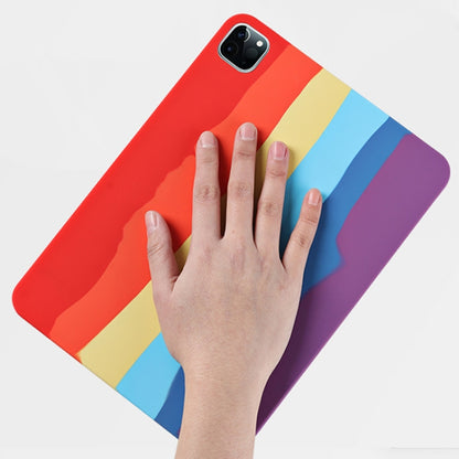For iPad Pro 12.9 inch 2020 Rainbow Liquid Silicone + PC Shockproof Protective Tablet Case by bashfashion