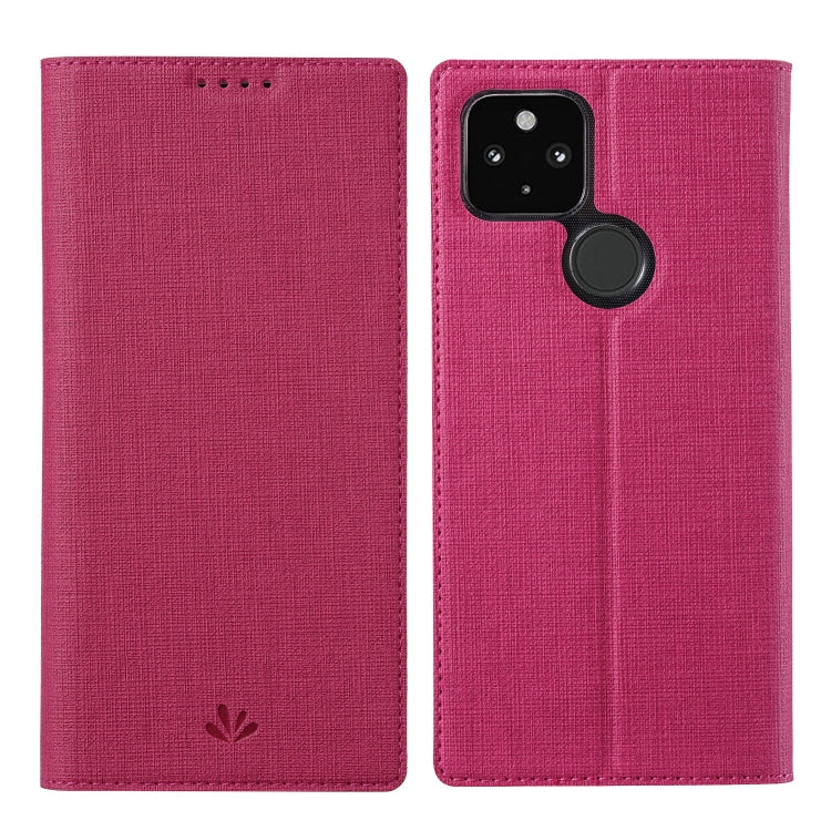 For Google Pixel 5a ViLi DMX Series Shockproof TPU + PU Leather Magnetic Attraction Horizontal Flip Case with Card Slot & Holder(Rose Red) by ViLi