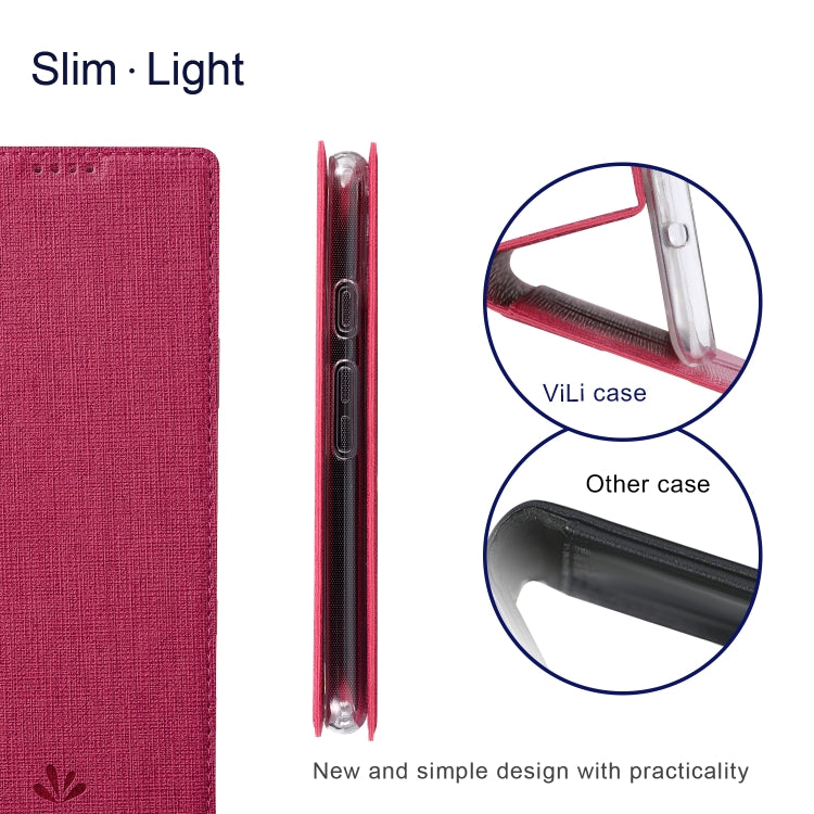 For Google Pixel 5a ViLi DMX Series Shockproof TPU + PU Leather Magnetic Attraction Horizontal Flip Case with Card Slot & Holder(Rose Red) by ViLi