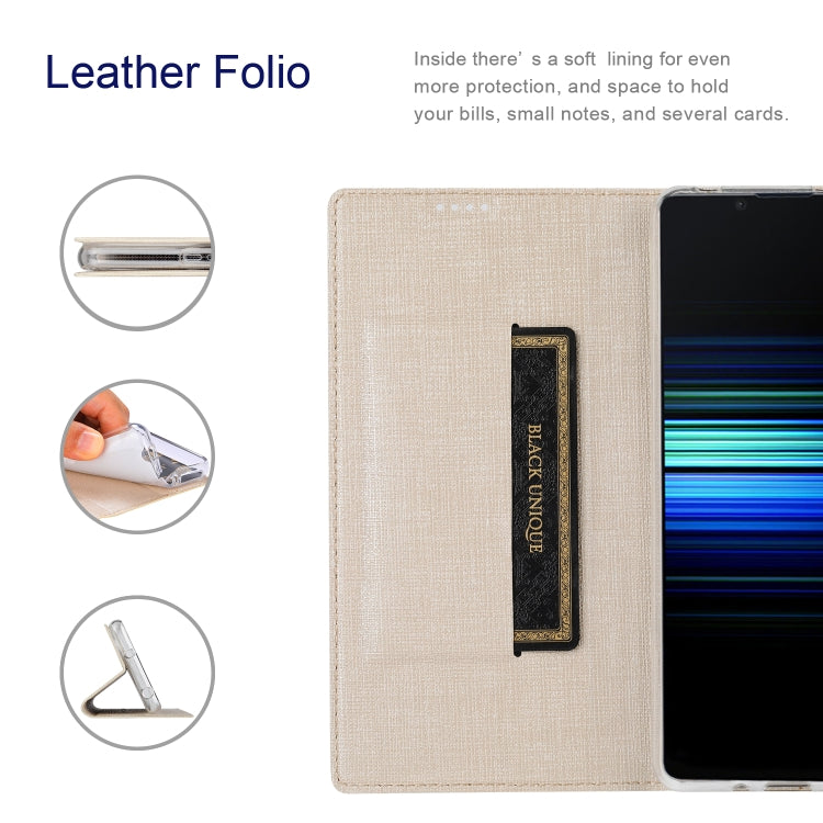 For Sony Xperia Ace II ViLi DMX Series Shockproof TPU + PU Leather Magnetic Attraction Horizontal Flip Case with Card Slot & Holder(Gold) by ViLi