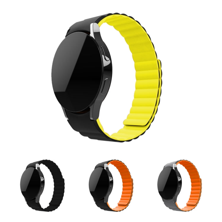 For Samsung Galaxy Watch4 40mm / 44mm Silicone Magnetic Watch Band(Black Yellow) by bashfashion