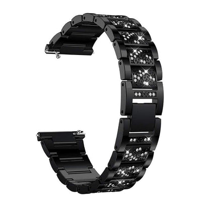 For Samsung Galaxy Watch Active2 20mm Three-beads Diamond Steel Watch Band(Black) by bashfashion