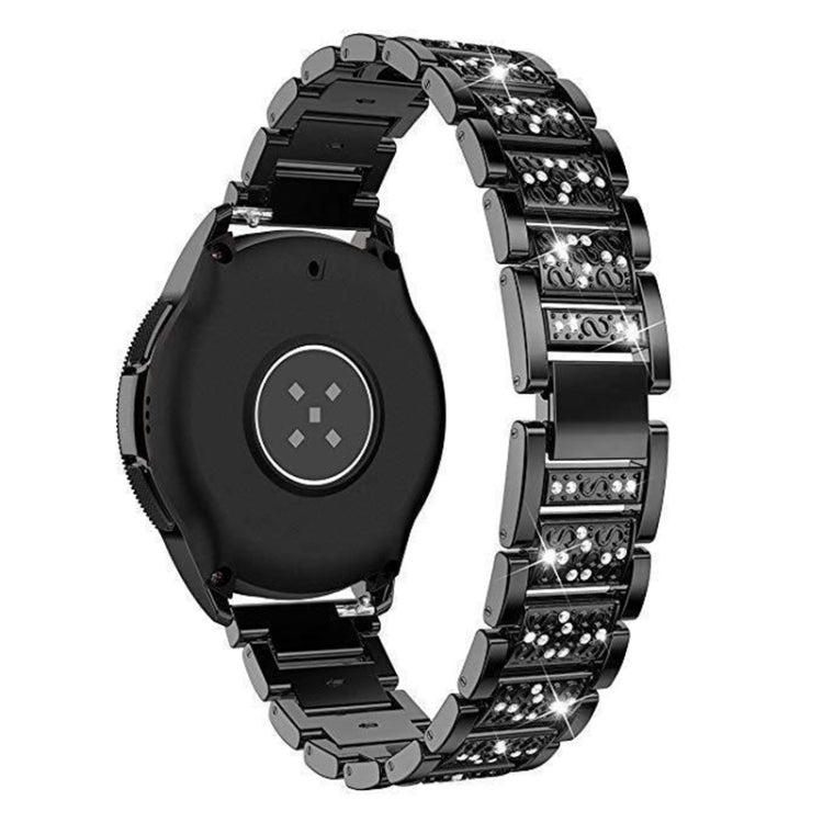 For Samsung Galaxy Watch Active2 20mm Three-beads Diamond Steel Watch Band(Black) by bashfashion
