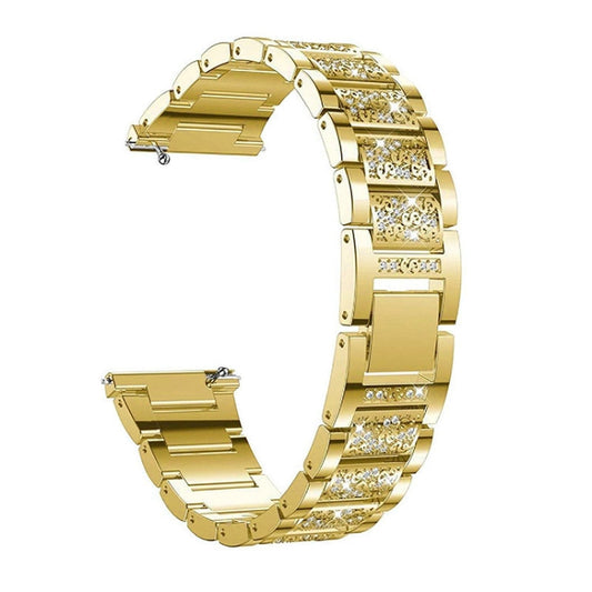 For Samsung Galaxy Watch Active2 20mm Three-beads Diamond Steel Watch Band(Gold) by bashfashion