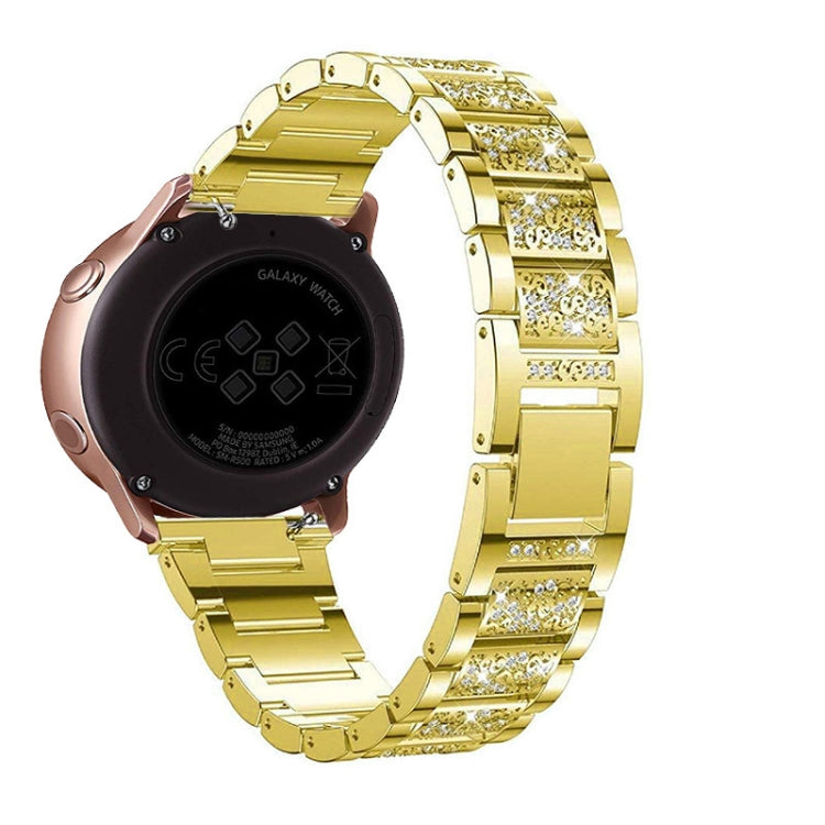 For Samsung Galaxy Watch Active2 20mm Three-beads Diamond Steel Watch Band(Gold) by bashfashion