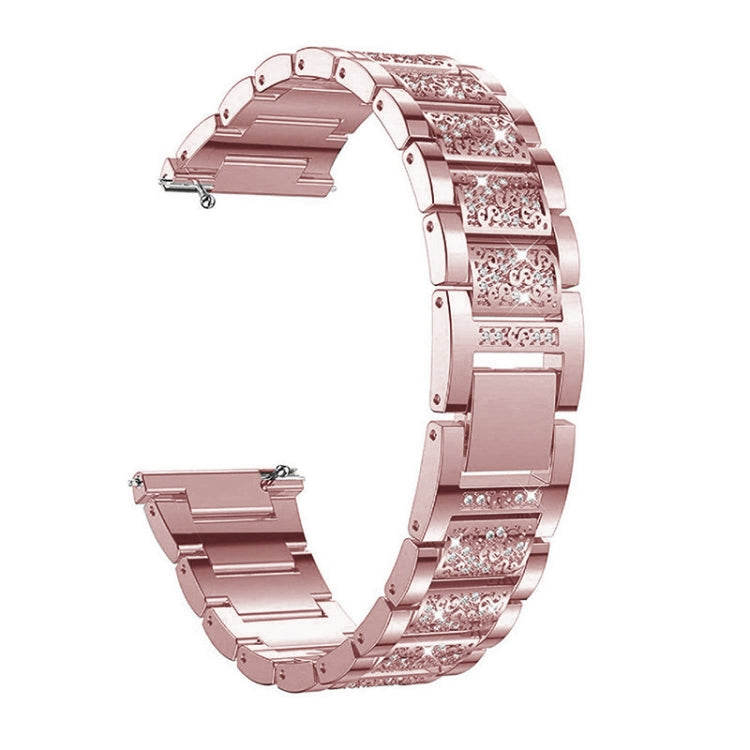 For Samsung Galaxy Watch Active2 20mm Three-beads Diamond Steel Watch Band(Rose Pink) by bashfashion
