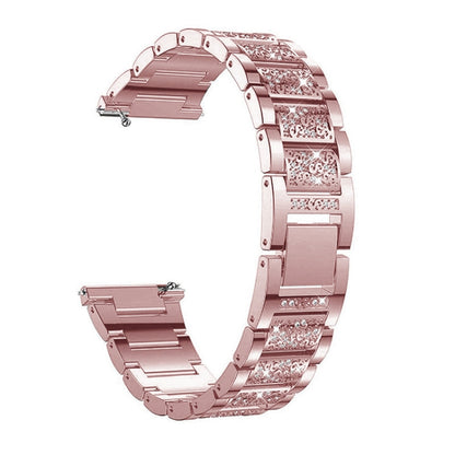 For Samsung Galaxy Watch Active2 20mm Three-beads Diamond Steel Watch Band(Rose Pink) by bashfashion