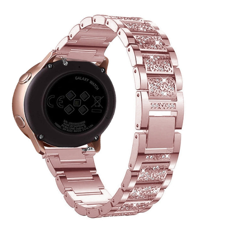 For Samsung Galaxy Watch Active2 20mm Three-beads Diamond Steel Watch Band(Rose Pink) by bashfashion