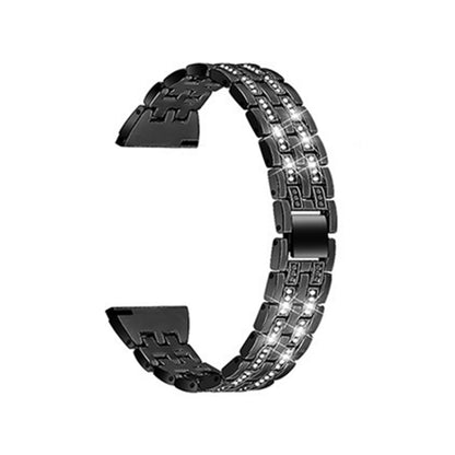 22mm For Samsung Smart Watch Double Rows Diamond Steel Watch Band(Black) by bashfashion