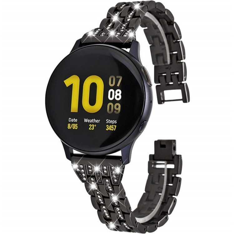 22mm For Samsung Smart Watch Double Rows Diamond Steel Watch Band(Black) by bashfashion