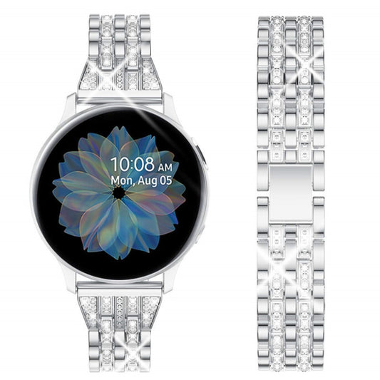 22mm For Samsung Smart Watch Double Rows Diamond Steel Watch Band(Silver) by bashfashion