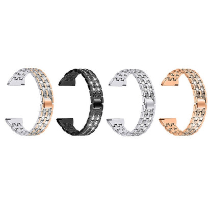 22mm For Samsung Smart Watch Double Rows Diamond Steel Watch Band(Black) by bashfashion