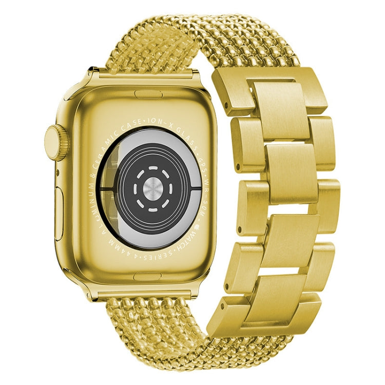 Six-chains Three-beads Steel Watch Band For Apple Watch Series 9&8&7 41mm / SE 3&SE 2&6&SE&5&4 40mm / 3&2&1 38mm(Gold) by bashfashion