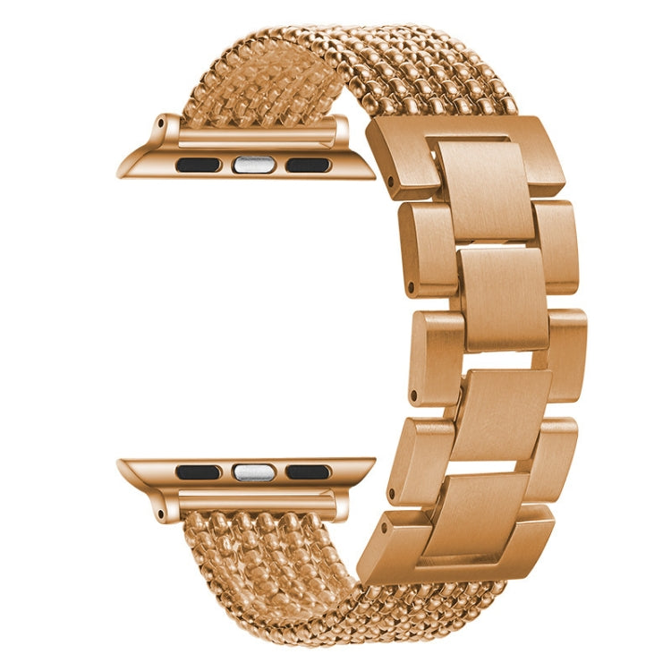 Six-chains Three-beads Steel Watch Band For Apple Watch Series 9&8&7 41mm / SE 3&SE 2&6&SE&5&4 40mm / 3&2&1 38mm(Rose Gold) by bashfashion