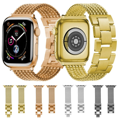 Six-chains Three-beads Steel Watch Band For Apple Watch Series 9&8&7 41mm / SE 3&SE 2&6&SE&5&4 40mm / 3&2&1 38mm(Gold) by bashfashion