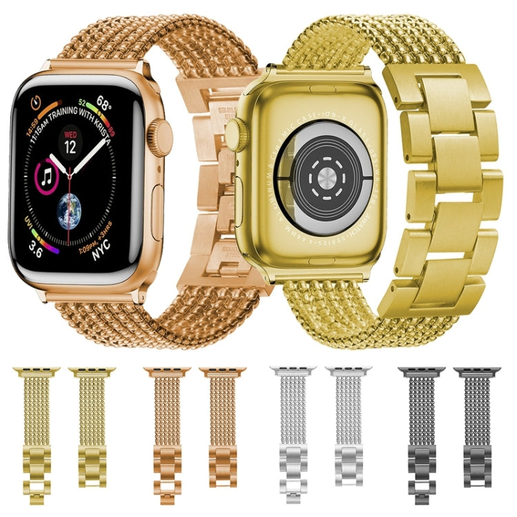 Six-chains Three-beads Steel Watch Band For Apple Watch Series 9&8&7 41mm / SE 3&SE 2&6&SE&5&4 40mm / 3&2&1 38mm(Rose Gold) by bashfashion