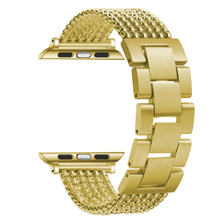 Six-chains Three-beads Steel Watch Band For Apple Watch Ultra 49mm&Watch Ultra 2 49mm / Series 9&8&7 45mm / SE 3&SE 2&6&SE&5&4 44mm / 3&2&1 42mm(Gold) by bashfashion