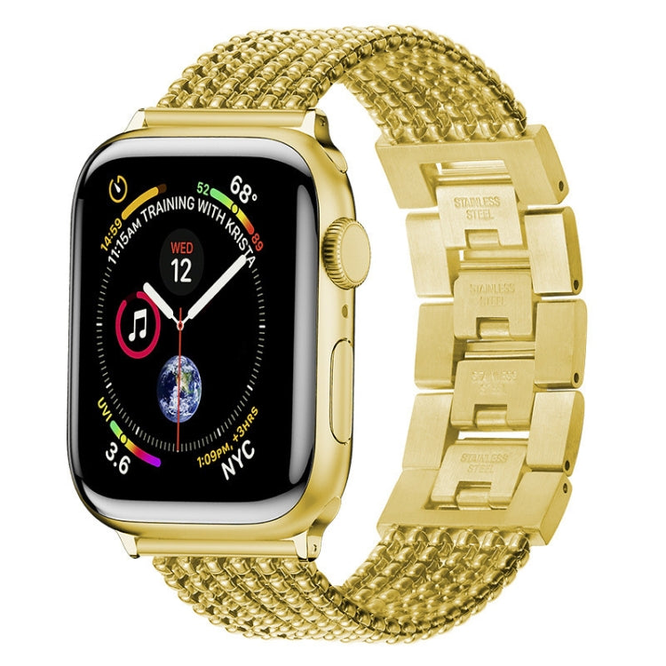 Six-chains Three-beads Steel Watch Band For Apple Watch Ultra 49mm&Watch Ultra 2 49mm / Series 9&8&7 45mm / SE 3&SE 2&6&SE&5&4 44mm / 3&2&1 42mm(Gold) by bashfashion