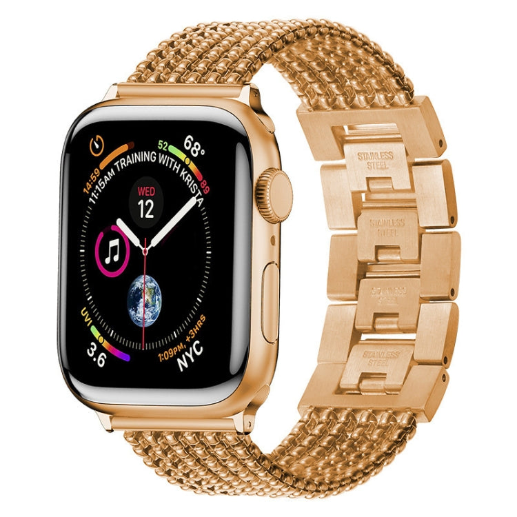 Six-chains Three-beads Steel Watch Band For Apple Watch Ultra 49mm&Watch Ultra 2 49mm / Series 9&8&7 45mm / SE 3&SE 2&6&SE&5&4 44mm / 3&2&1 42mm(Rose Gold) by bashfashion