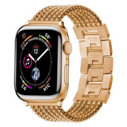 Six-chains Three-beads Steel Watch Band For Apple Watch Ultra 49mm&Watch Ultra 2 49mm / Series 9&8&7 45mm / SE 3&SE 2&6&SE&5&4 44mm / 3&2&1 42mm(Rose Gold) by bashfashion