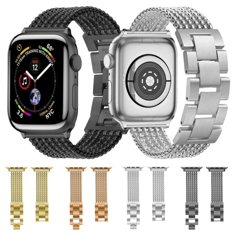 Six-chains Three-beads Steel Watch Band For Apple Watch Ultra 49mm&Watch Ultra 2 49mm / Series 9&8&7 45mm / SE 3&SE 2&6&SE&5&4 44mm / 3&2&1 42mm(Gold) by bashfashion