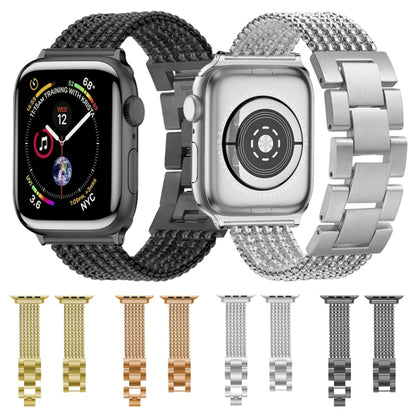 Six-chains Three-beads Steel Watch Band For Apple Watch Ultra 49mm&Watch Ultra 2 49mm / Series 9&8&7 45mm / SE 3&SE 2&6&SE&5&4 44mm / 3&2&1 42mm(Gold) by bashfashion