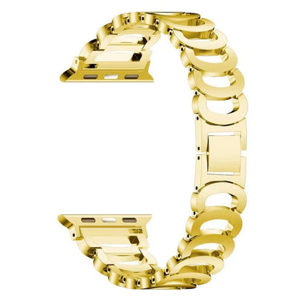 C-type Diamond Steel Watch Band For Apple Watch Ultra 49mm&Watch Ultra 2 49mm / Series 9&8&7 45mm / SE 3&SE 2&6&SE&5&4 44mm / 3&2&1 42mm(Gold) by bashfashion